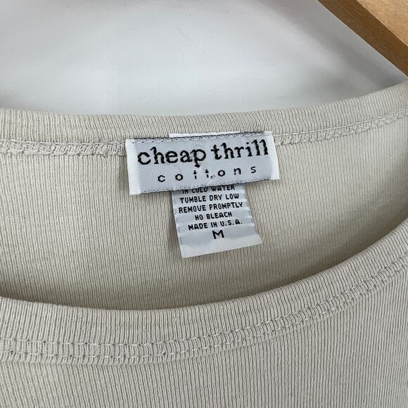 Y2k Cheap Thrill Cottons Embellished Fringe Beaded Long Sleeve Top Size Medium - Picture 4 of 6